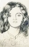 Edvard Munch, Portrett av modell, Kullstift på tynt hvitt Japan papir