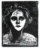 Edvard Munch, Kvinnehode, Tresnitt trykket i svart på tynt gulhvitt papir