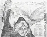 Edvard Munch, Teaterprogram: Peer Gynt, Litografi trykket i svart på middels tynt beige