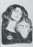 Edvard Munch, Salome, Litografi trykket i svart på tynt Japan papir,