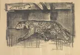 Edvard Munch, Panter i bur, Litografi trykket i svart på middels tynt beige