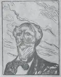 Edvard Munch, Holger Drachmann, Fargelitografi trykket i blågrått på tykk grålig