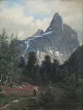 Johan Herman Wedel Anker, Romsdalshorn, 1886, Olje på mahognyplate