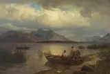 Hans Gude, Fiskere ved innsjø, 1868, Olje på lerret