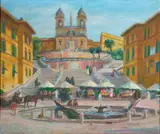 Alf Lundeby, Spansketrappen, Roma, 1923, Olje på lerret