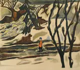 Reidar Aulie, Liten pike på landevei, Litografi, lysmål