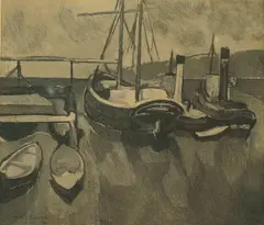 Otto Emil Johansen, Båter i havn, 1913, Radering, lysmål