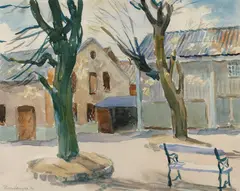 Reidar Lampe, Vårsol, 1932, Akvarell på papir