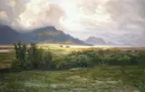 Marie Løkke, Fjordlandskap, Olje på lerret