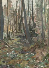Lagertha Munthe, Skogsinteriør, 1937, Olje på lerret