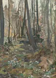 Lagertha Munthe, Skogsinteriør, 1937, Olje på lerret
