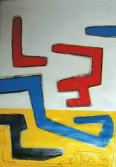 Komposisjon by Axel Olaf Tostrup, 1992, Olje på papir, sold Jun 2004