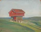 Halfdan Egedius, Stabbur, 1892, Olje på papir, oppklebet på plate