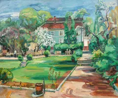 Sigurd Eriksen, Løkke gård i Sandvika, 1941, Olje på lerret