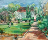 Sigurd Eriksen, Løkke gård i Sandvika, 1941, Olje på lerret