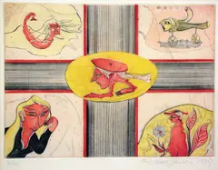 Ulf Valde Jensen, Komposisjon med figurer, 1974, Radering, lysmål