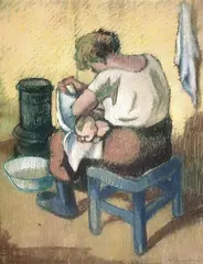 William Lunden, Mor steller barn, Pastell, lysmål