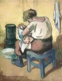 William Lunden, Mor steller barn, Pastell, lysmål