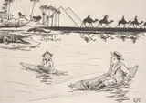 Eivind Nielsen, Lasse liten utenfor Afrikas kyst, Blå blyant og penn på papir, lysmål