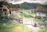 Harald Krohg Stabell, Fjellgård, Gouache på papir