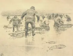 Gudmund Stenersen, Isfiske, Blyant på papir, lysmål