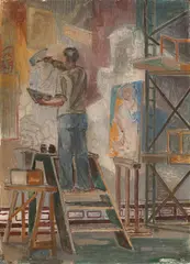 Ola Abrahamsson, Per Krohg utsmykker Oslo Rådhus, 1942, Olje på plate