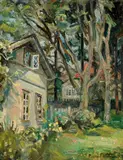 Einar Bothner, Hus og hage, 1949, Olje på plate