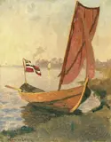 Hans Dahl, Båt ved strand