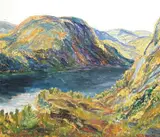 Reidar Fritzvold, Høstmorgen ved Bossvatn, 1964, Olje på plate