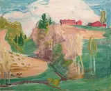 Halvdan Holbø, Maidag på Brøttum, 1952, Olje på lerret