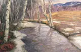 Bekk om våren by Thorolf Holmboe, Olje på lerret, sold Dec 2003