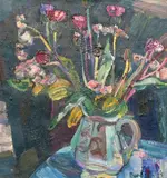 Egil Weiglin, Blomster i mugge, 1955, Olje på lerret