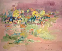 Eva Winther-Larsen, Våtmark, 1973, Olje på plate