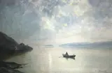 Ludvig Skramstad, Vestlandsk fjord i måneskinn, Olje på lerret