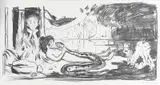 Edvard Munch, Skyen, Litografi trykket i svart på tykt Japanpapir