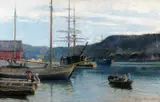 Nils Hansteen, Havneparti, 1888, Olje på lerret
