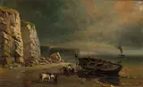 Johan Jacob Bennetter, Hvite klipper ved Dover, 1888, Olje på plate