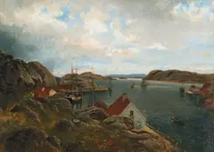 Johan Nielssen, Tordenvær, Ny-Hellesund, Olje på lerret, oppklebet på plate