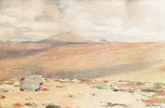 Otto Sinding, Fjellandskap, Akvarell på papir
