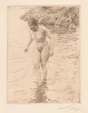 Anders Zorn, Badende kvinne, 1915, Radering, lysmål