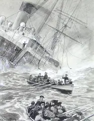 Nils Hansteen, Skibbrudd, 1894, Blandingsteknikk på papir, lysmål