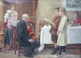 Victor Van Dyck, Familien holder konsert, 1917, Olje på lerret