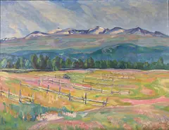 Kristen Holbø, Sæterkve i blomst, 1914, Olje på lerret