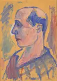 Selvportrett by Johannes Rian, Olje på papp, sold Jun 2003