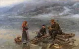 Jahn Ekenæs, Isfiske, 1910, Olje på lerret