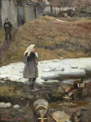 Gerhard Munthe, Vårvind Sandvika, 1887, Olje på lerret