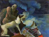 Knut Rose, Komposisjon med figur og hund