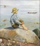Helga Marie Ring Reusch, Gutt på svaberg, 1886, Olje på lerret