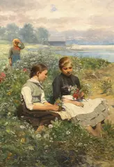 Oscar Wergeland, I engen, Olje på lerret