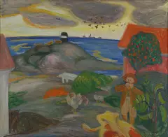 Olaf Tangen, Bondegård i havgapet, 1944, Olje på lerret